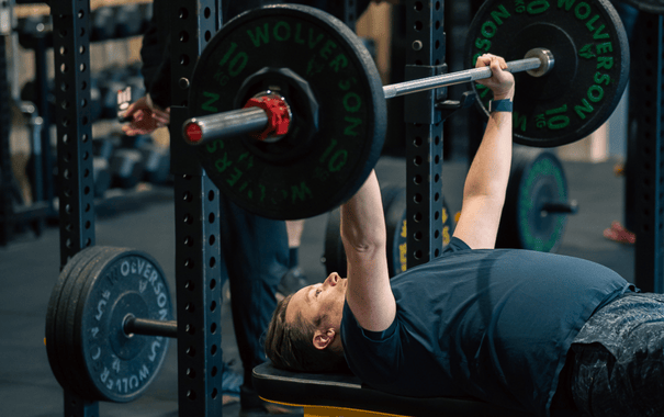 man doing a bench press